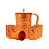 Pure Copper Drinkware Gift Set of 1 Jug & 6 Glass with Gift Box & Diamond Hammered Design, Bithday & Parties, Jug-1.5 Litre & Glass-300 ML