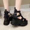 10CM Women Thick Bottom Gladiator Shoes Woman Summer Chunky Sneakers High Platform Sandals Hollow Out Wedge Heels Beach Boots