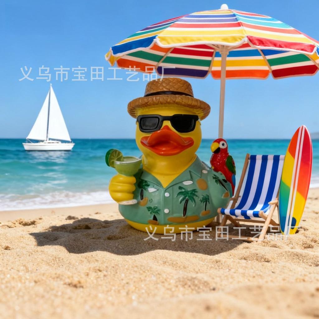 Summer Beach Duck Ornament Home Garden Ornament Resin Crafts Beach Duck