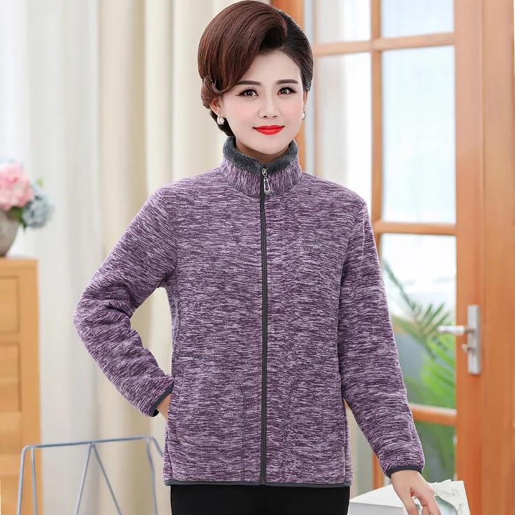 Women Stand-collar Polar Fleece Jacket Thick Velvet Casual Plus Size Warm Outwear Tops Female Zipper Sweatshirts