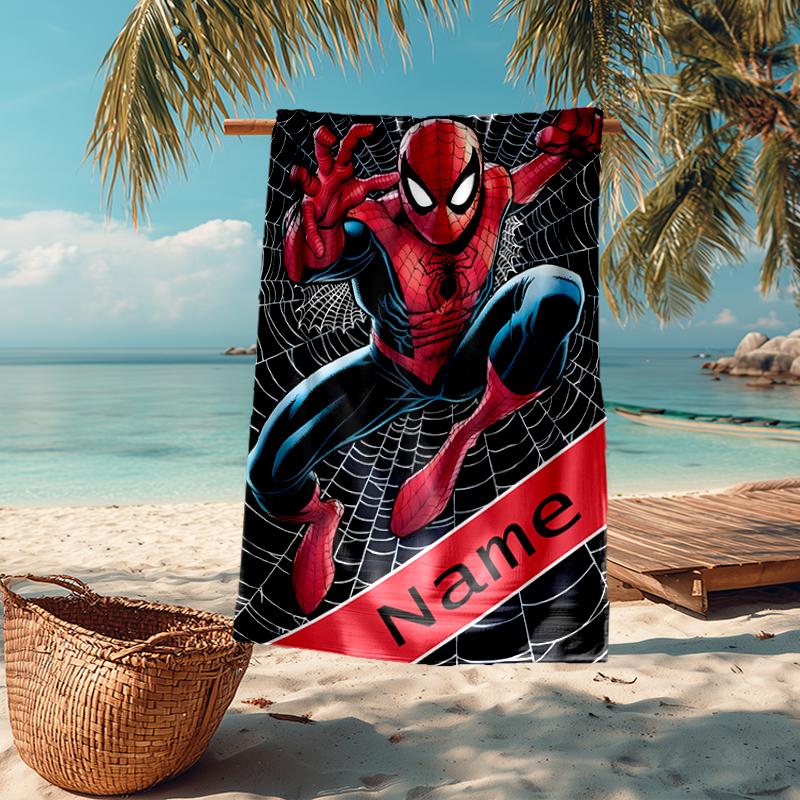 Custom Name Ultra-Soft Beach Towel with Spider Man Theme,Ideal for Pool - Camping, Diving - Perfect Travel Essential, Vibrant Beach Towel.