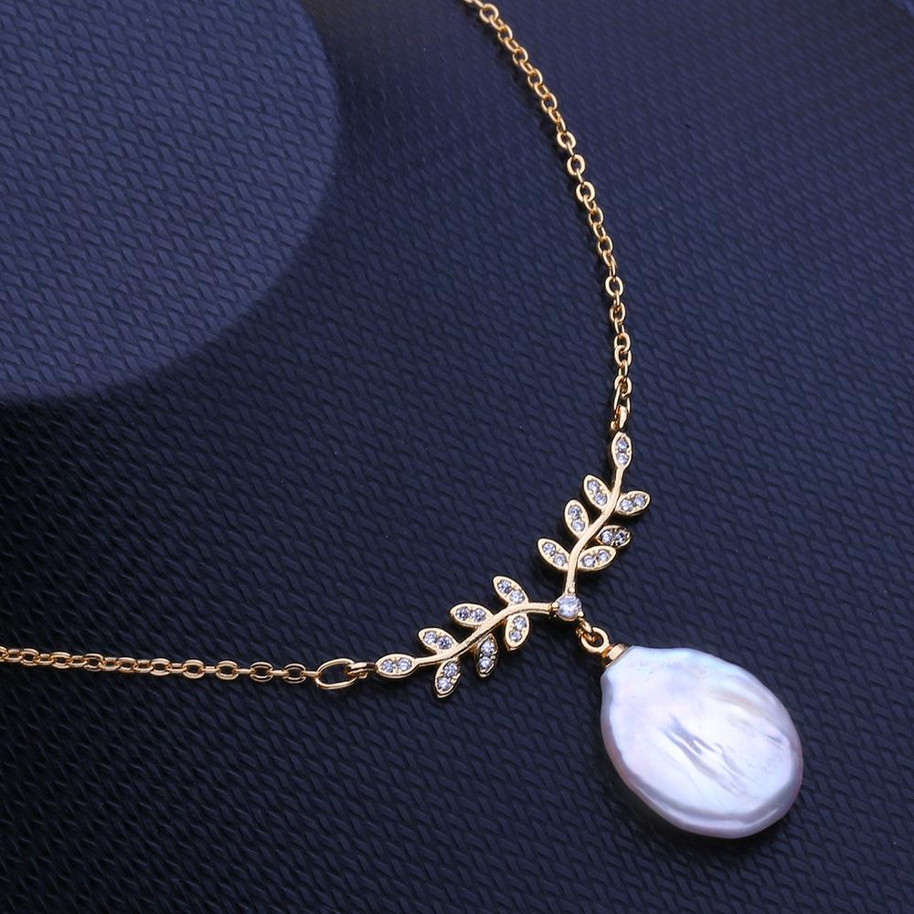 LSOOYH Natural Freshwater Big Baroque Pearl Necklaces Party Elegant Vintage Pendant, Birthday Gifts for Women