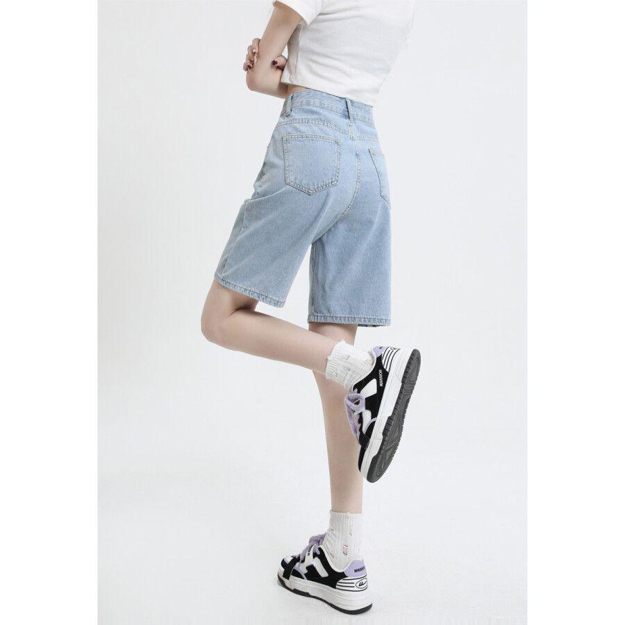 Women's High-Waisted Retro Denim Shorts - Trendy, Versatile, Slimming, Loose-Fit, Summer Five-Point Pants.