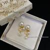 Women's Sweet Pearl Tassel Earrings with Inlaid Diamonds