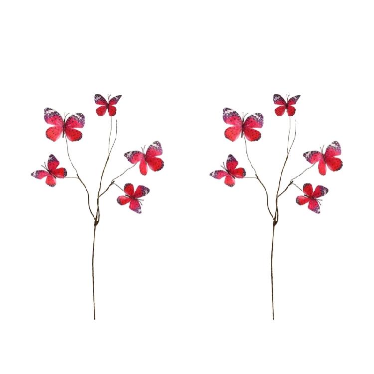 2pcs Faux Dried Branch Decoration Silk Butterfly Blooms Indoor Party Supplies Flower Displays Set Safe to Child