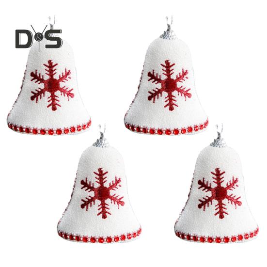 4 Pcs Christmas Snowflake Bell Pendant Sequin Decor White Foam Christmas Decoration Hanging Ornament Festive Home Office Decor Party Centerpieces
