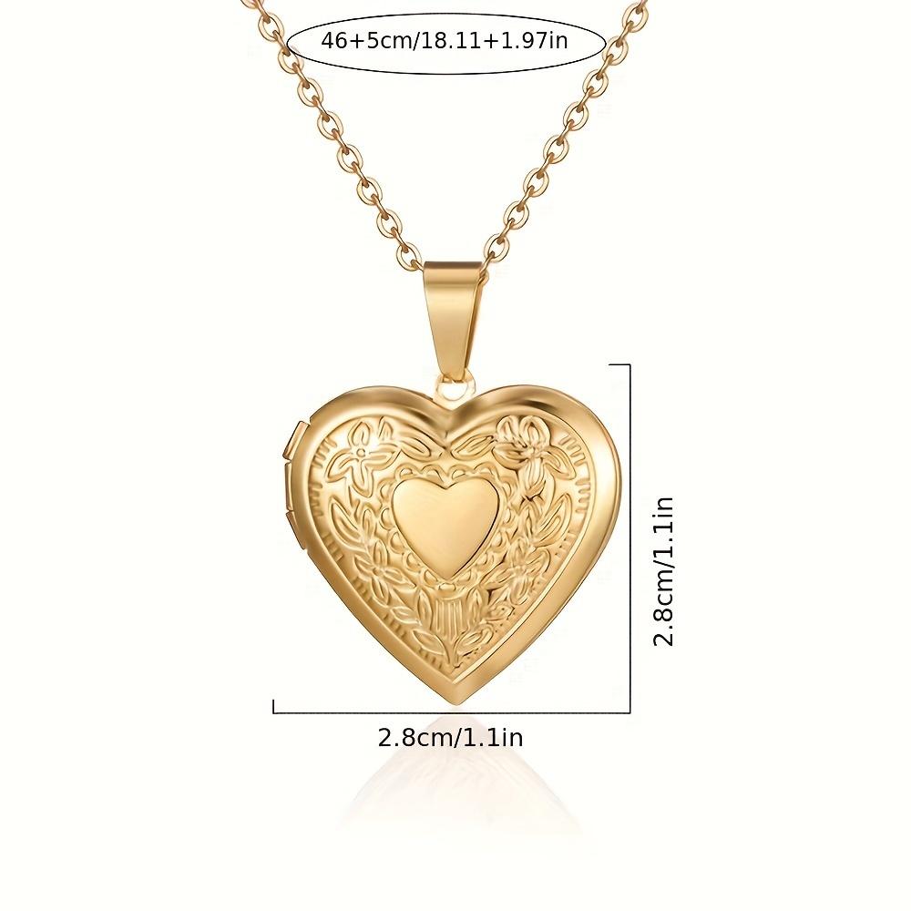 1pc Rose Flower Heart Photo Frame Pendant Necklace, Stainless Steel Necklace For Relatives, Father's Day Gift
