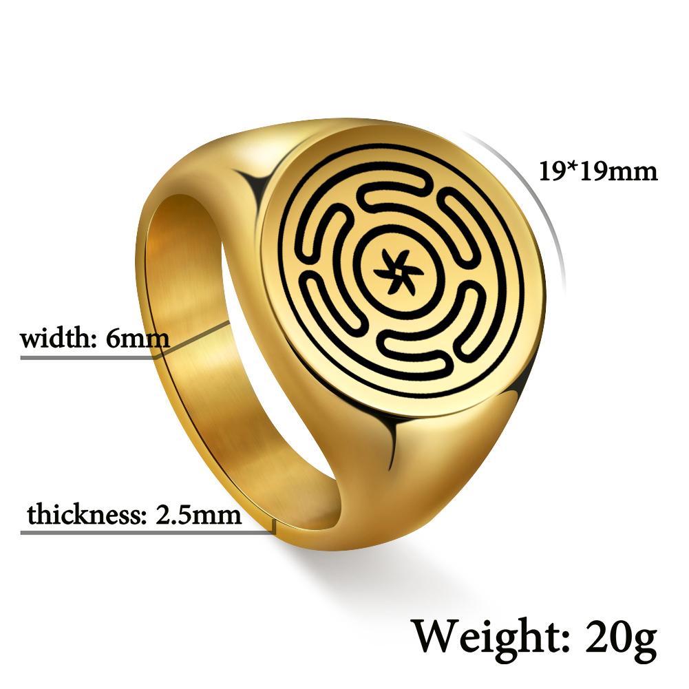 LIKGREAT Hecate Wheel Strophalos Hekate Rings Stainless Steel Magic Symbol Logo Charm Kabbalah Ring Amulet Vintage Jewelry Gift