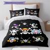 One Piece Straw Hat Pirates Pattern Bedding Quilt Set Quilt Cover Pillowcase Home Birthday Gift(1 * Duvet Cover + 2 * Pillowcase, Without Core)