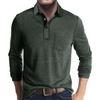 Spring Men's Long Sleeve Casual Tshirt Solid Lapel Button Up Pullover Tops Autumn Turn Down Collar Bottoming Polo Shirt