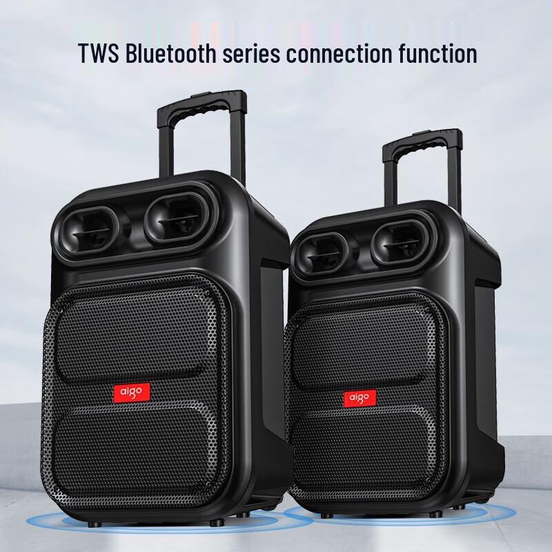 Aigo S56 12-inch Portable Bluetooth Trolley Speaker with Microphone CN plug (adapter included)