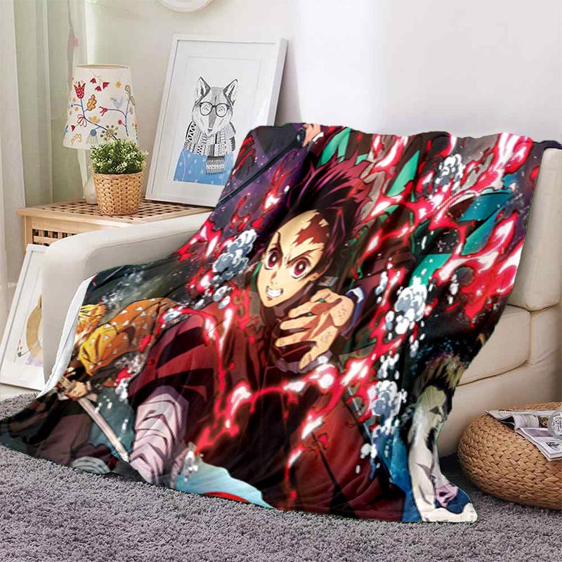 Japanese manga artist Koyoharu Gotouge's Demon Slayer blanket Soft and portable four season home bed, office travel, lunch break, warm blanket K24
