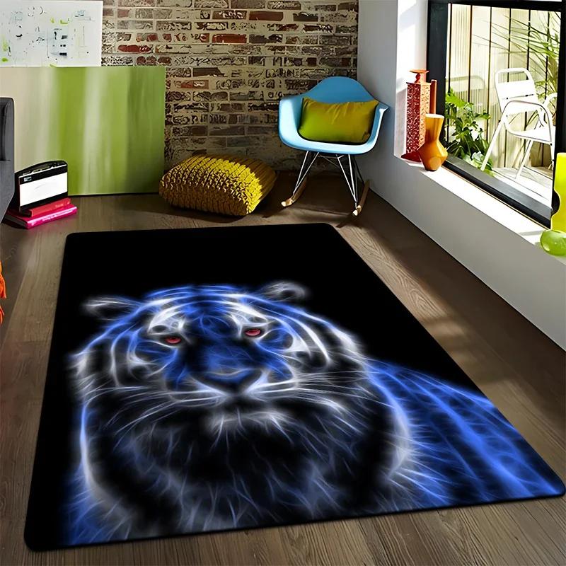 Animal Tiger Flowers Pattern Carpet Living Room Bedroom Yoga Mat Home Decoration Children's Crawling Floor Mats Area Rug Camping