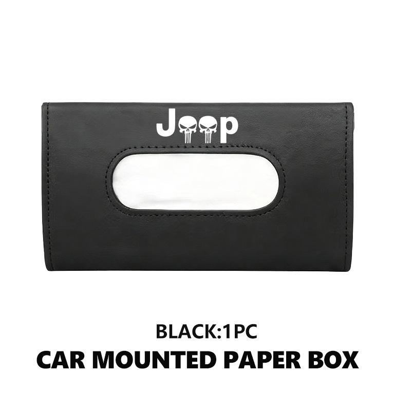 For Jeep Car Tissue Box Sun Visor Leather Tissue Box Interior Holder Storage Accessories Grand Cherokee Patriot Renegade Compass