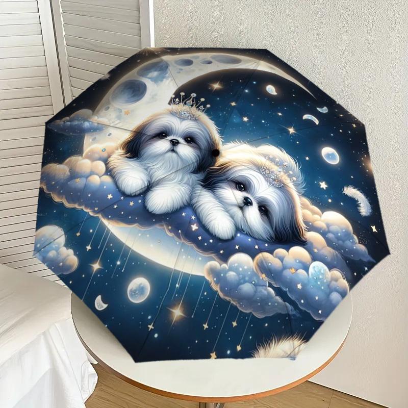 

1pc Starry Night Puppies on Clouds Umbrella with Plastic Handle,Suitable for All Seasons Home Travel Outdoor UmbrellaDD822