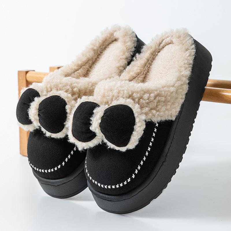 Warm non-slip thick-soled plush home slippers plush cotton shoes women wear winter cotton slippers home insurance