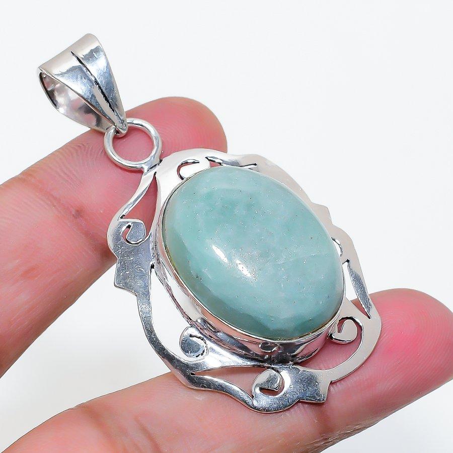 Natural Aquamarine Gemstone 925 Sterling Silver Jewelry Pendant 2.13" AP-16064