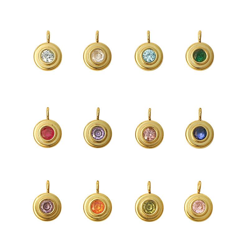 Stainless Steel Birthday Stone Personalized Handmade Zircon Plated 18K Jewelry Accessories Diy Pendant Necklace