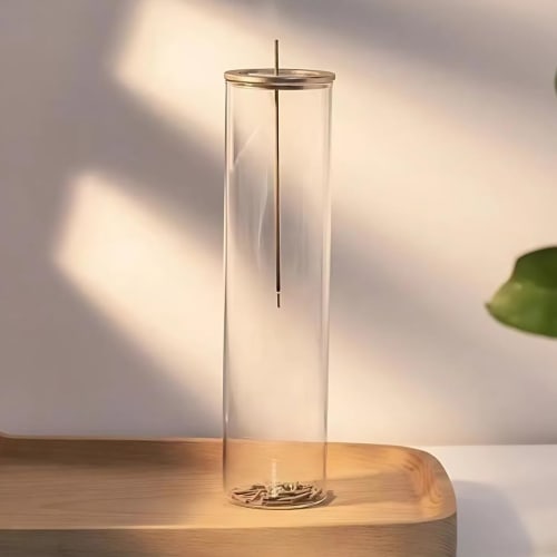 Hanging incense holder, round or square, keeps ash from scattering or spilling. Stylish glass incense holder, perfect for Buddhist altars. Soothing, s