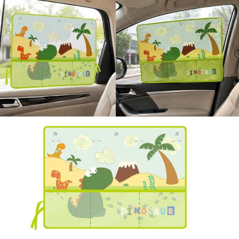 Rear Side Glass Car Cover with Integrated Mesh Storage, Foldable Polyester Fabric and Removable Suction Cup Mounting