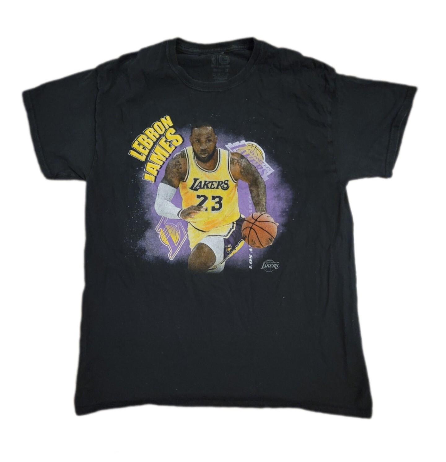 NBA Basketball Lebron James Los Angeles Lakers T-Shirt Black Size Large Unisex T-Shirt XXL