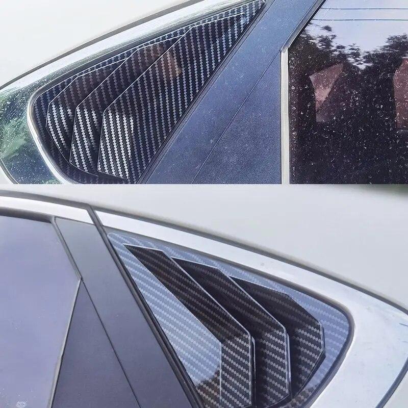 2 piezas Cubierta de moldura de persianas para ventana lateral trasera Adhesivos de rejilla Marco ABS Fibra de carbono Accesorios para coche automático para KIA Forte K3 -