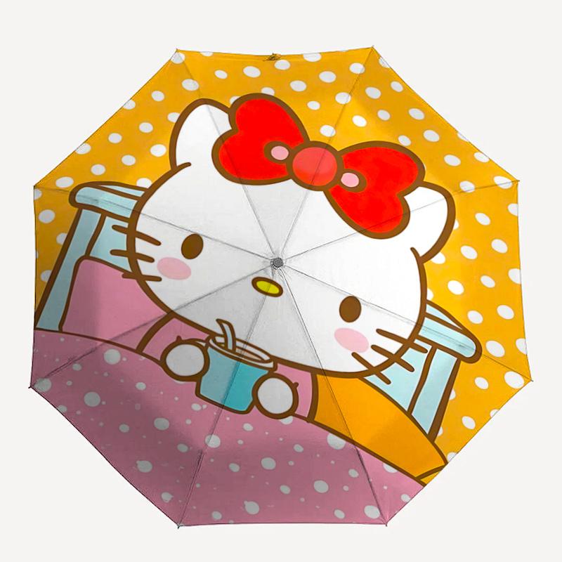 1pc Hello Kitty Automatic Opening/Closing Umbrella with Foldable Design, 8-Bone Iron Frame, Outdoor, Ideal Gift for Fans, Travelers, Everyday Use, Sui