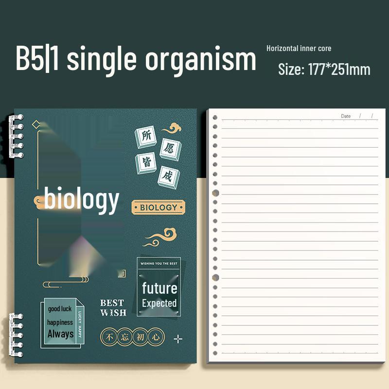 Thick B5 Subject-Specific Notebooks for Junior High: 9-Piece Loose-Leaf Set for Classroom Use
