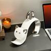 Keramik Handwerkskunst Simulation Tier Skulptur Cartoon Katze Kätzchen Silber Niedliche Katzenfiguren Heimdeko Zubehör