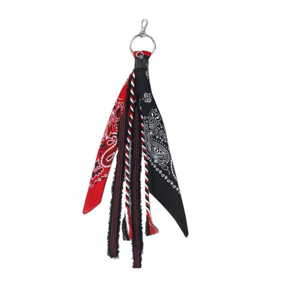 Keychain Pendant Hop Style Paisley Printed Kerchief Tassel Ornament for Unisex Pants Backpacks Metal Keychain for Biker
