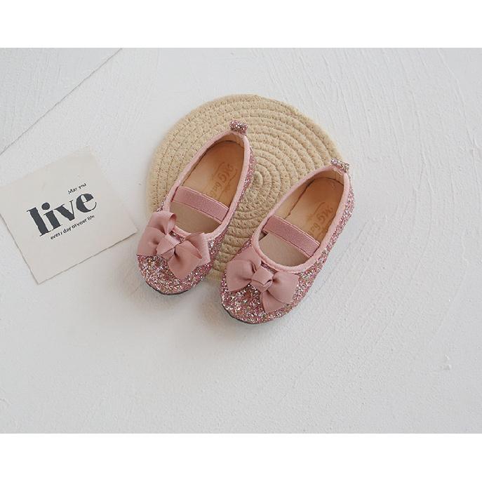 Toddlers Girls Shoes Glitter Leather Flats For Little Kids Children's Dress Shoes Bow-knot Princess Sweet Loafers Soft For Dance