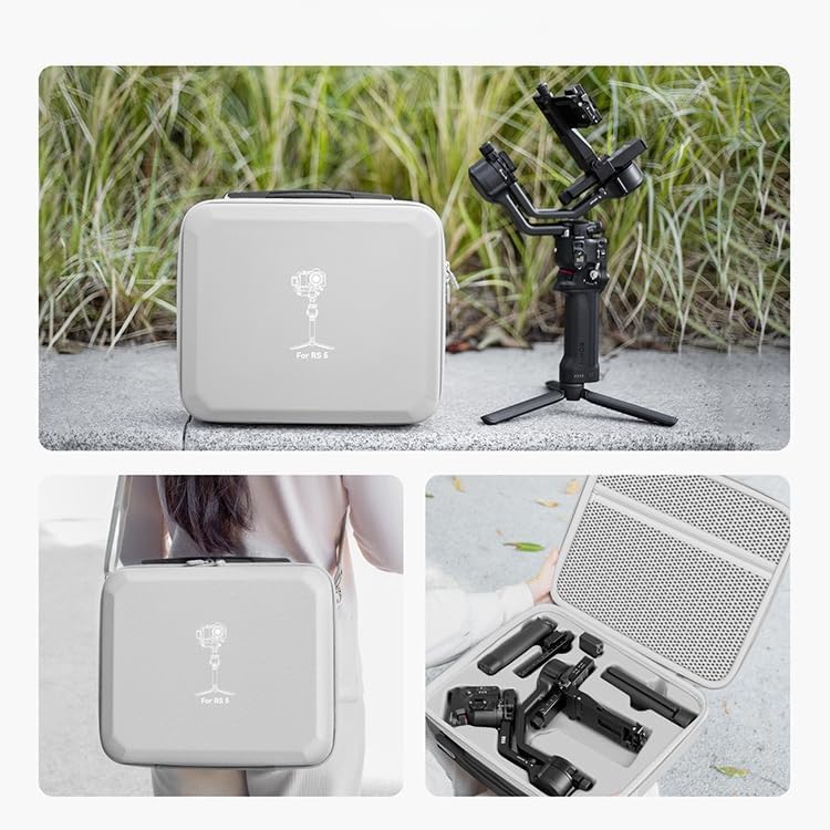 Kapluiku Carrying Case for DJI RS 5 Gimbal Waterproof PU Hard Shell Shoulder Bag Portable Protective Storage Travel with Strap