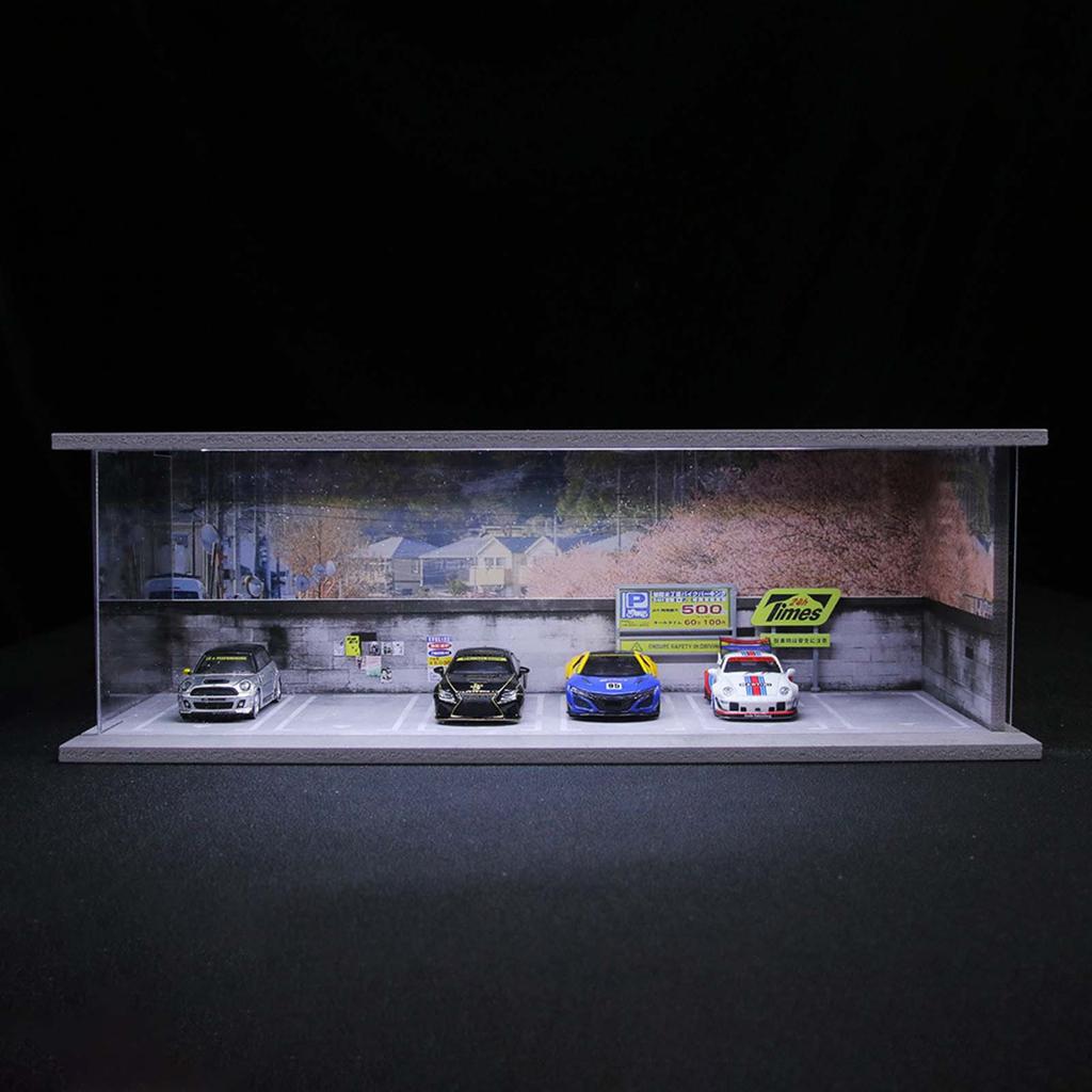 1:64 Scale Parking Lot Background Storage Cars Display Boxes for Diecast Car Figures Mini Dolls (figures and Cars Not Included)