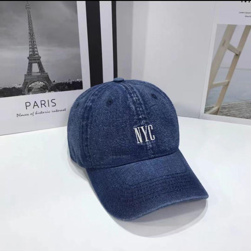 Hat women spring and summer letter embroidery denim baseball cap ins versatile casual retro couple cap men