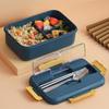 Hot Lunch Box with Spoon Chopsticks Wheat Straw Dinnerware Food Storage Container Children Kid School Office Microwave Bento Box