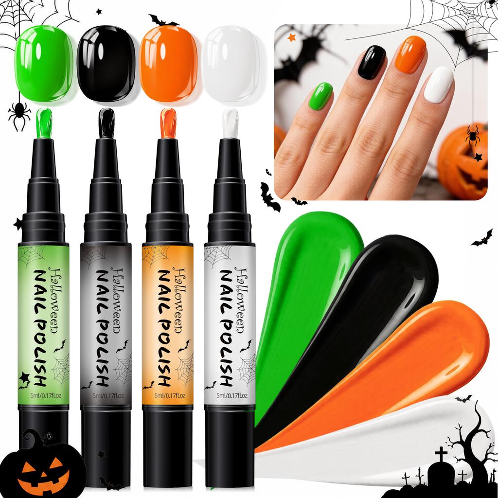 Halloween Water-Based Peelable Nail Polish High Saturation Solid Color No UV Light DIY Nail Art Kit Home Salon Essential