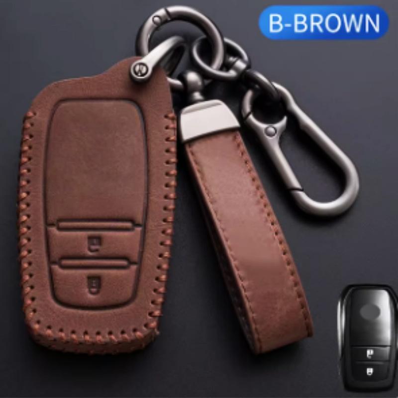 Genuine Leather Auto Smart Key Fob Cover Case Fit For Toyota Rav4 Crown Hilux Fortuner Camry Land Cruiser Prado Protect Housing Remote Auto