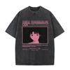 Japanese Anime Serial Experiments Lain Vintage Washed T Shirt Manga Iwakura Girl Sci Fi T-shirts Men 100% Cotton Casual T Shirt