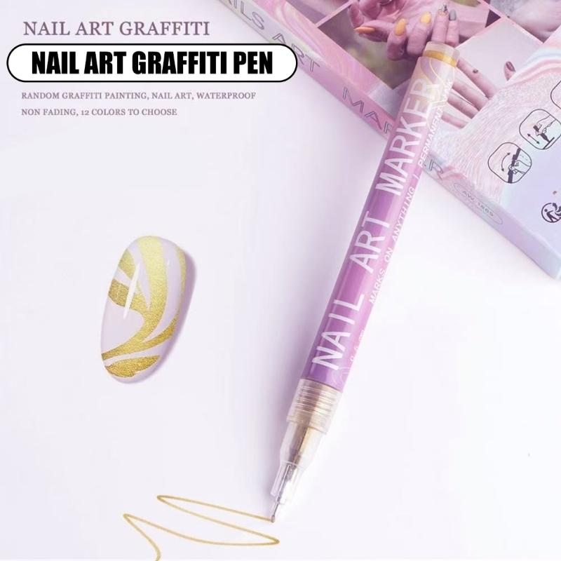 12Color Nail Art Pens Precise Acrylic Marker For Detailed Outlining Polish Pen For DIY Enthusiasts Salon Professional
