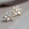 Xiaomi Huitan Bling Bling Crystal CZ Flower Earrings Stud Ear Piercing Romantic Women's Accessories Fancy Birthday Gift Trendy Jewelry