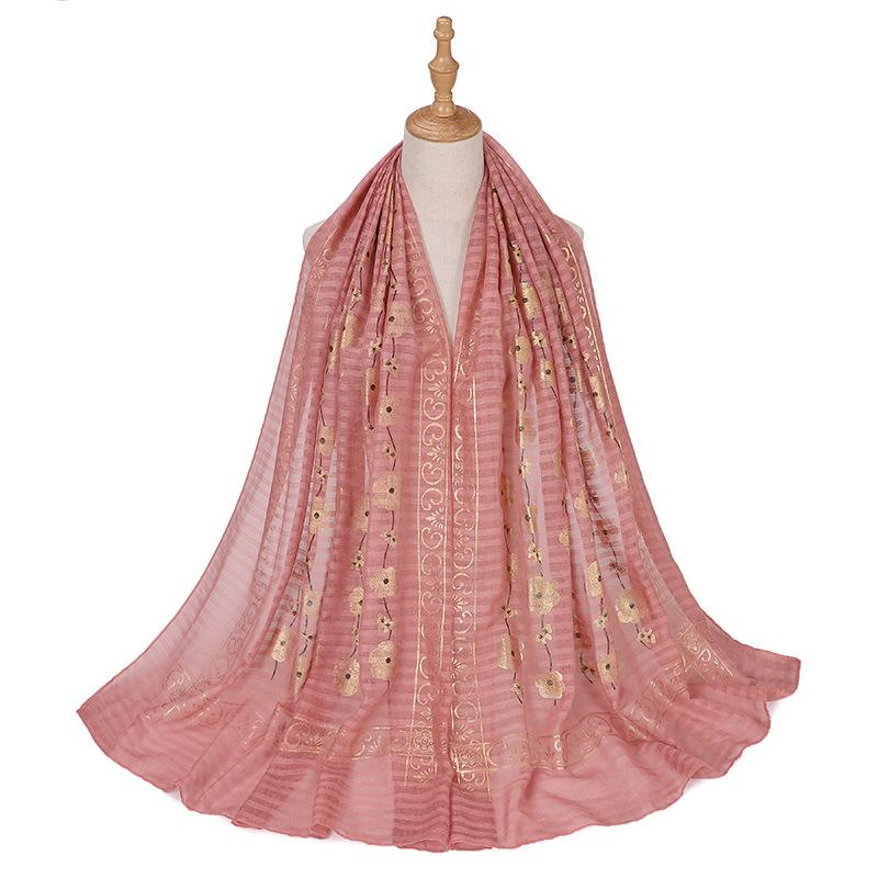 New Printed Gilding Cotton Hijab Scarf Women Luxury Stripe Glitter Scarves Poncho For Women Headband Bandana Shawl Turban Islam