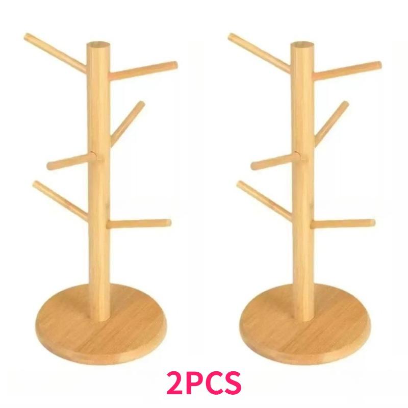 

2/4pcs Wooden Pretzel Holders Like Trees for Cups Hair Additions Bracelets with 6 Hanger Mug Rack Table Display Stand Decorative
