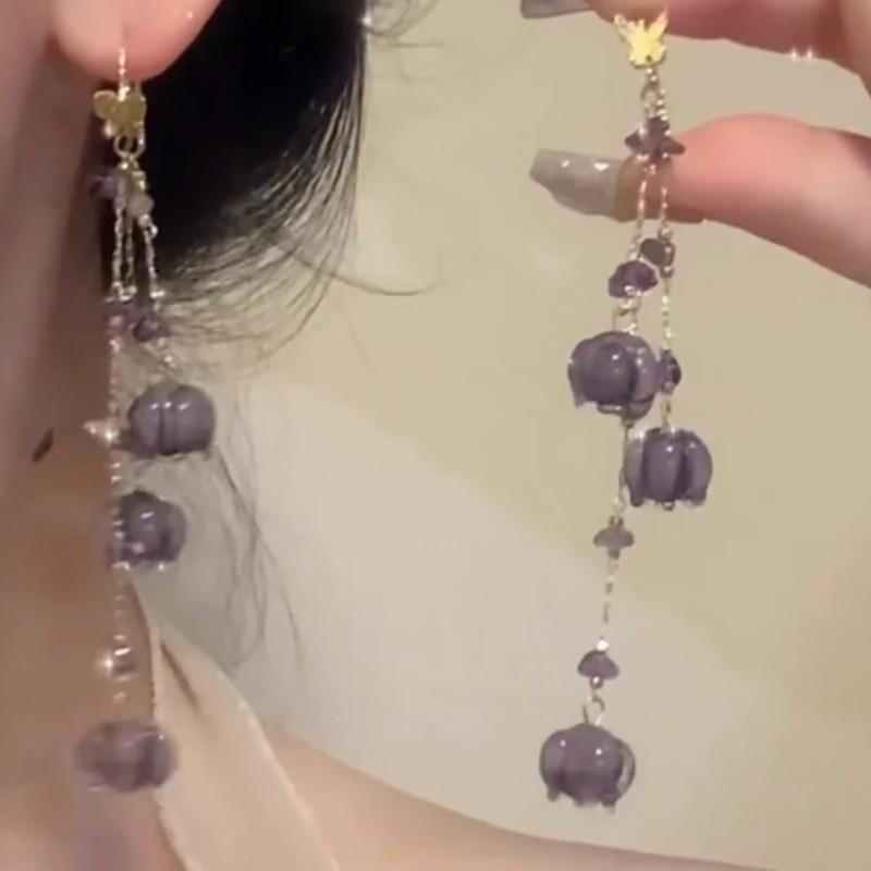 Spring Garden ~ Butterfly dusk øredobber, kvinnelige skog søte blomst lange øredobber, super fe temperament utsøkte øredobber