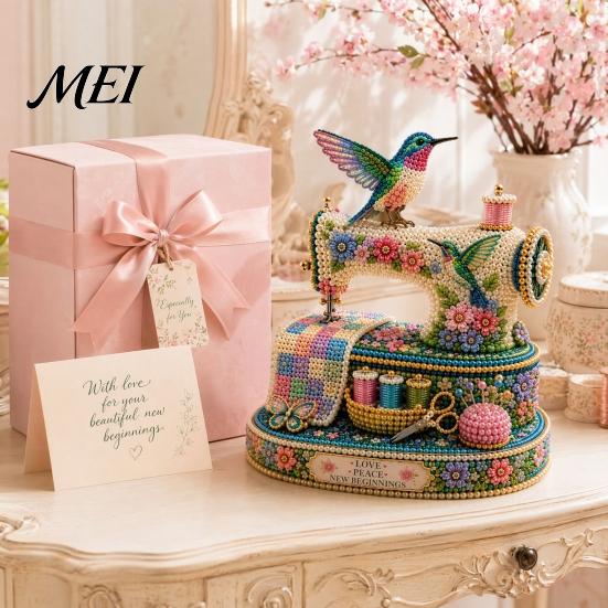 Lépésről lépésre Gyöngyös Oktatókészlet Kicsi 3D Gyönggyel Varrógép DIY Gyerekeknek és Felnőtteknek, Kiváló Kolibri Kézzel Készített Kiváló Minőségű Kiegészítők Kézműves Készlet,