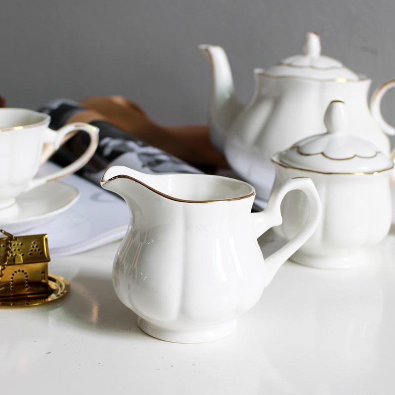 Sugar Bowl With Lid, Milk Jug, Bone China, Family Cafe, Coffee Shop Set, Gold Line Sauce Creamer Pot, Candy Jar, Modern Fashion