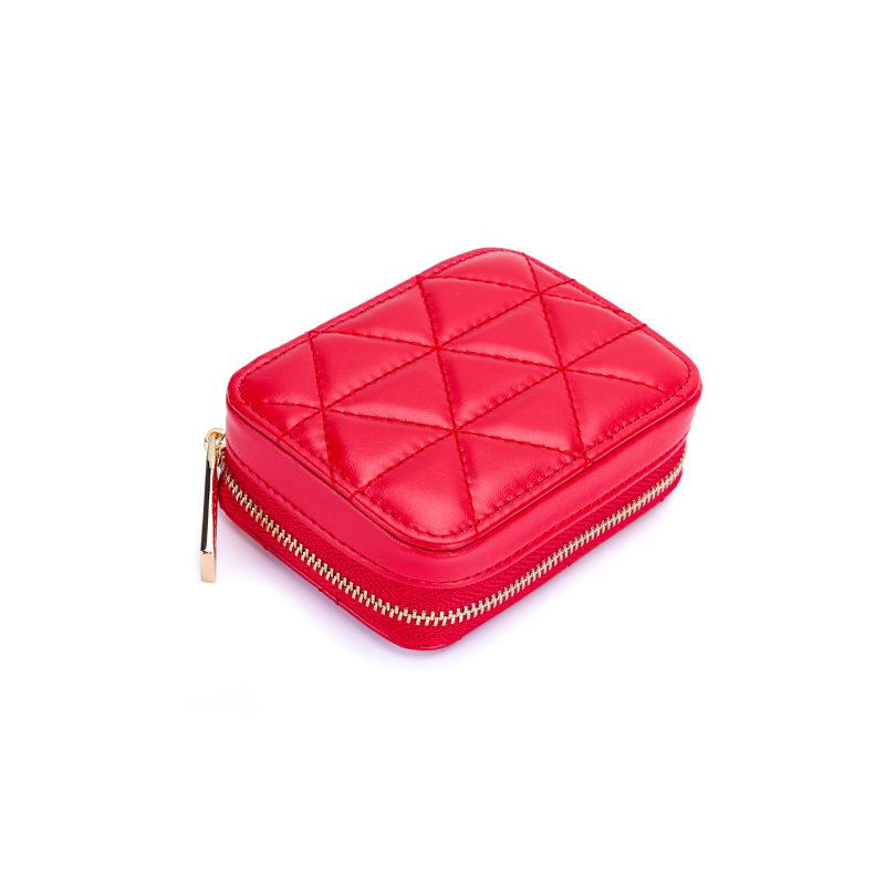 

Leather makeup mouth red envelope women s new first-layer cowhide portable mirror cosmetic bag versatile storage small zipper bag красный