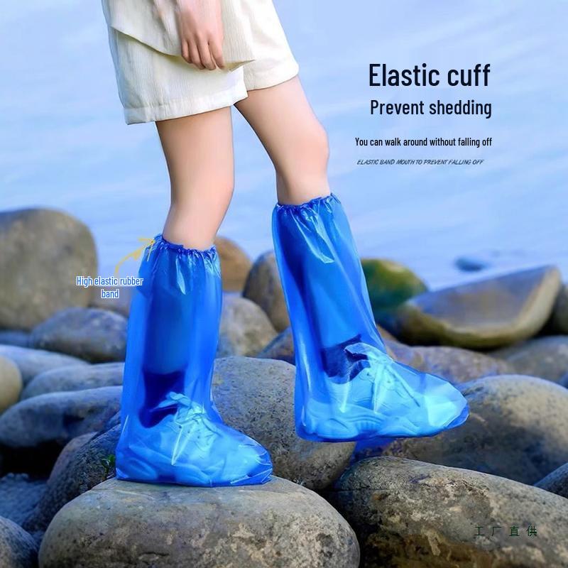 Waterproof Non-Slip High-Top Rain Shoe Covers for Men, Women, and Kids – Thick and Transparent for Rainy Days.