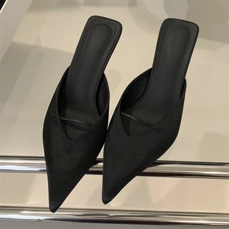 

Весенние элегантные туфли с острым носком женские тонкие туфли на низком каблуке мюли модное вечернее платье Zapatos De Mujer 37 чёрный