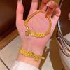 Brushed Finish Bead Bracelet Gold Color Gourd Bracelet Retro Coin Pendant Bracelet  For Women