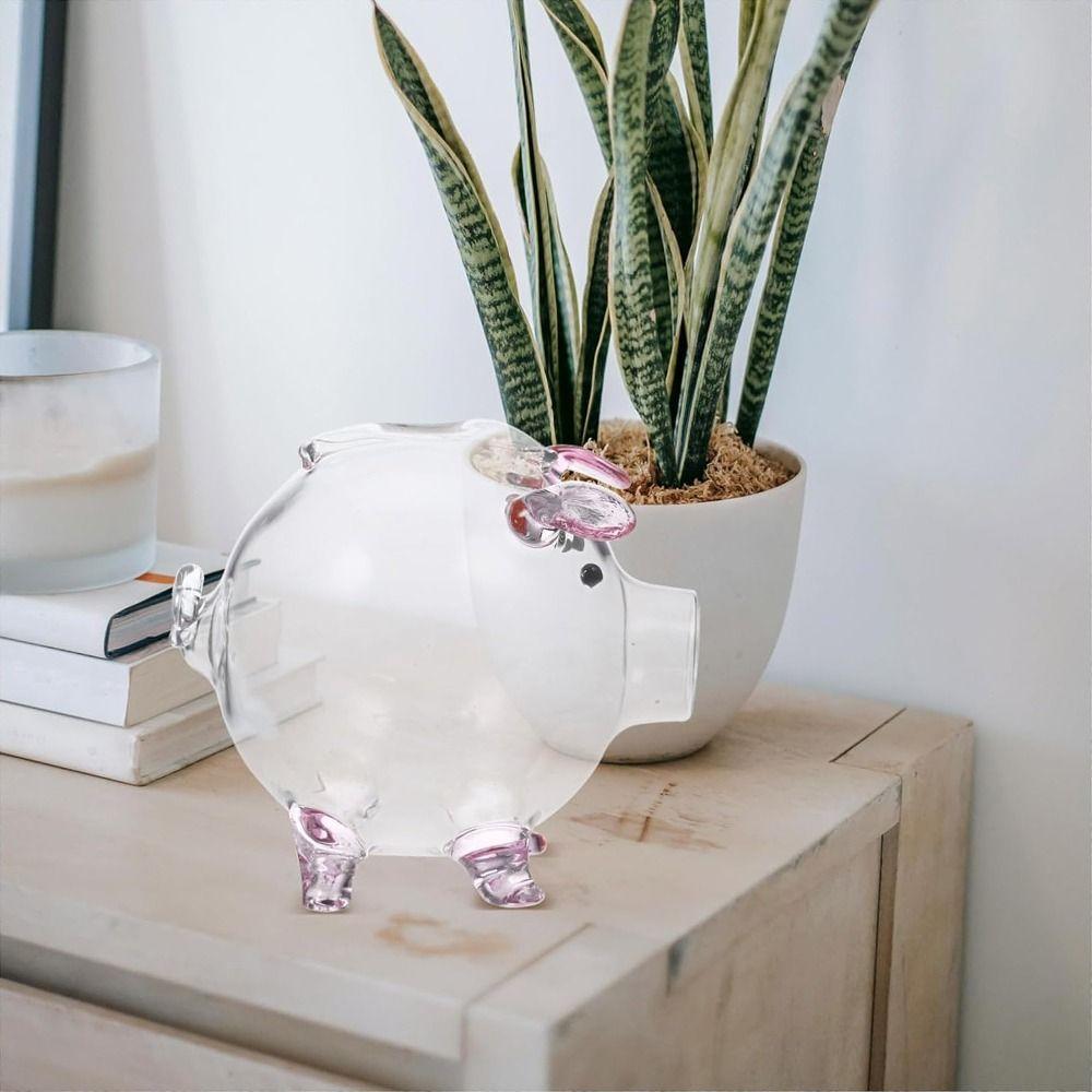 Handmade Coins Saving Box Multi-purpose Glass Money Jar Transparent Golden Beans Container Gift